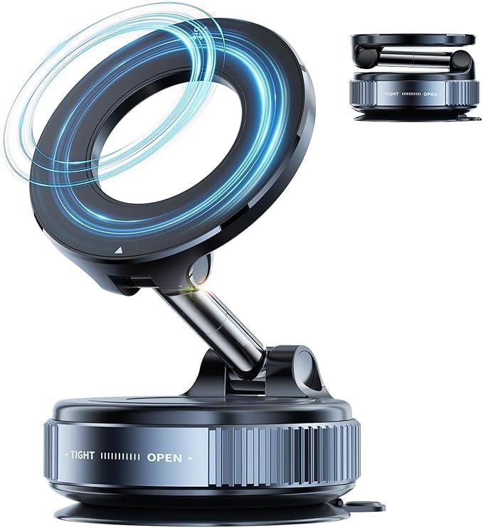 Vacuum Suction Magnetic Bracket – 360° Car Phone Holder with Strong Magnetic Grip
