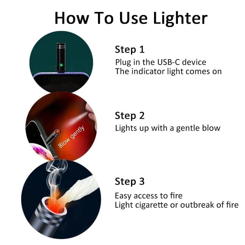 USB Type-C Electric Cigarette Lighter – Rechargeable Flameless Lighter
